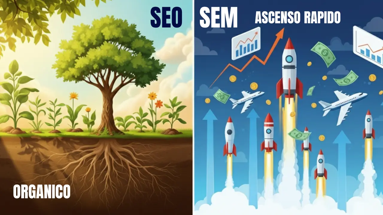 Comparativa visual SEO vs SEM para negocios en Colombia